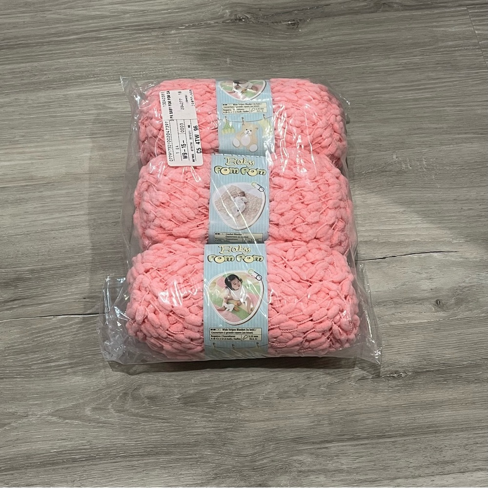 NWT Set of 3 Skeins Bernat Baby Pom Pom Yarn (3.5 oz ea) Candy Floss Pink #6 - Picture 4 of 9